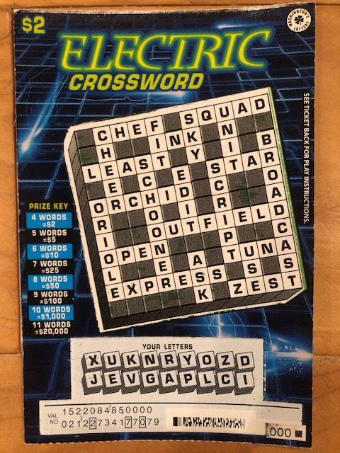 electric crossword $2 washington lottery scratcher