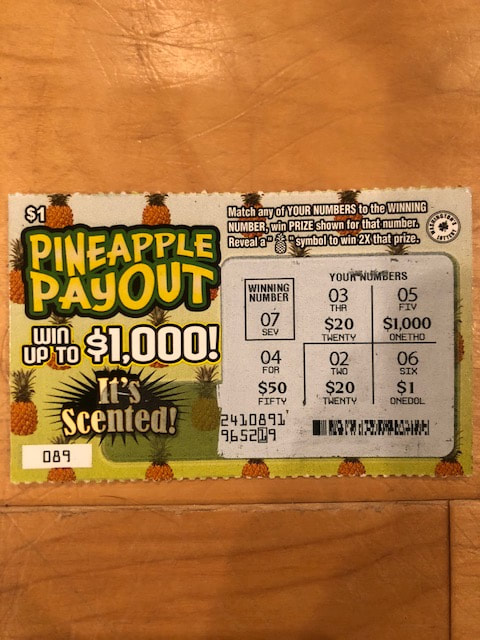 pineapple payout $1 washington lottery scratcher
