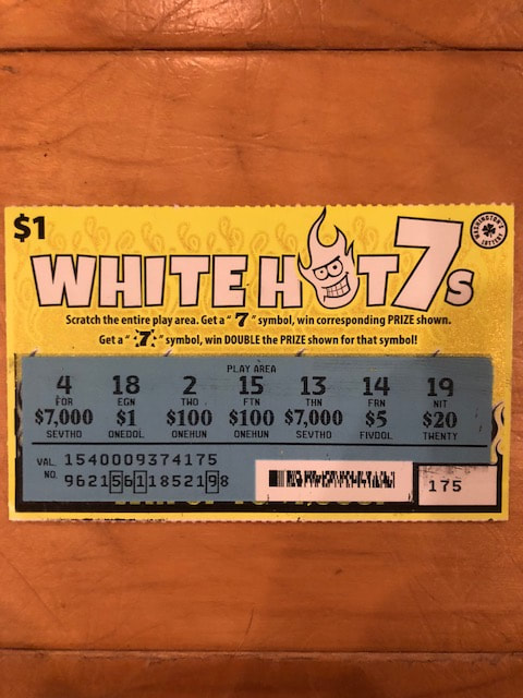white hot 7's $1 washington lottery scratcher